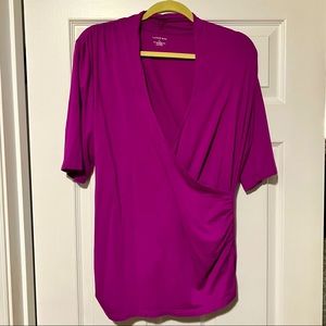 Lands End Faux-Wrap Pink Blouse